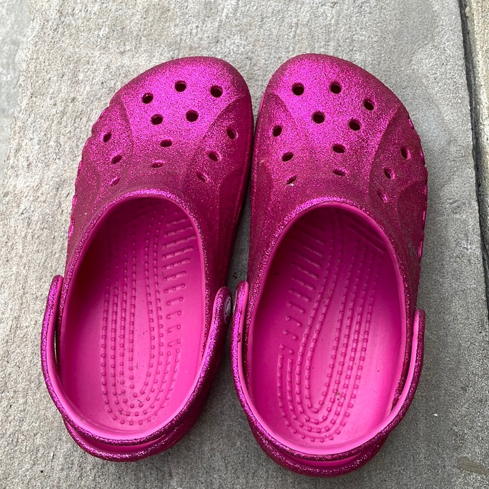 Hot pink glitter crocs size 3